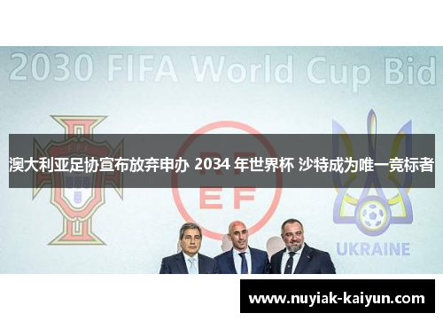 澳大利亚足协宣布放弃申办 2034 年世界杯 沙特成为唯一竞标者